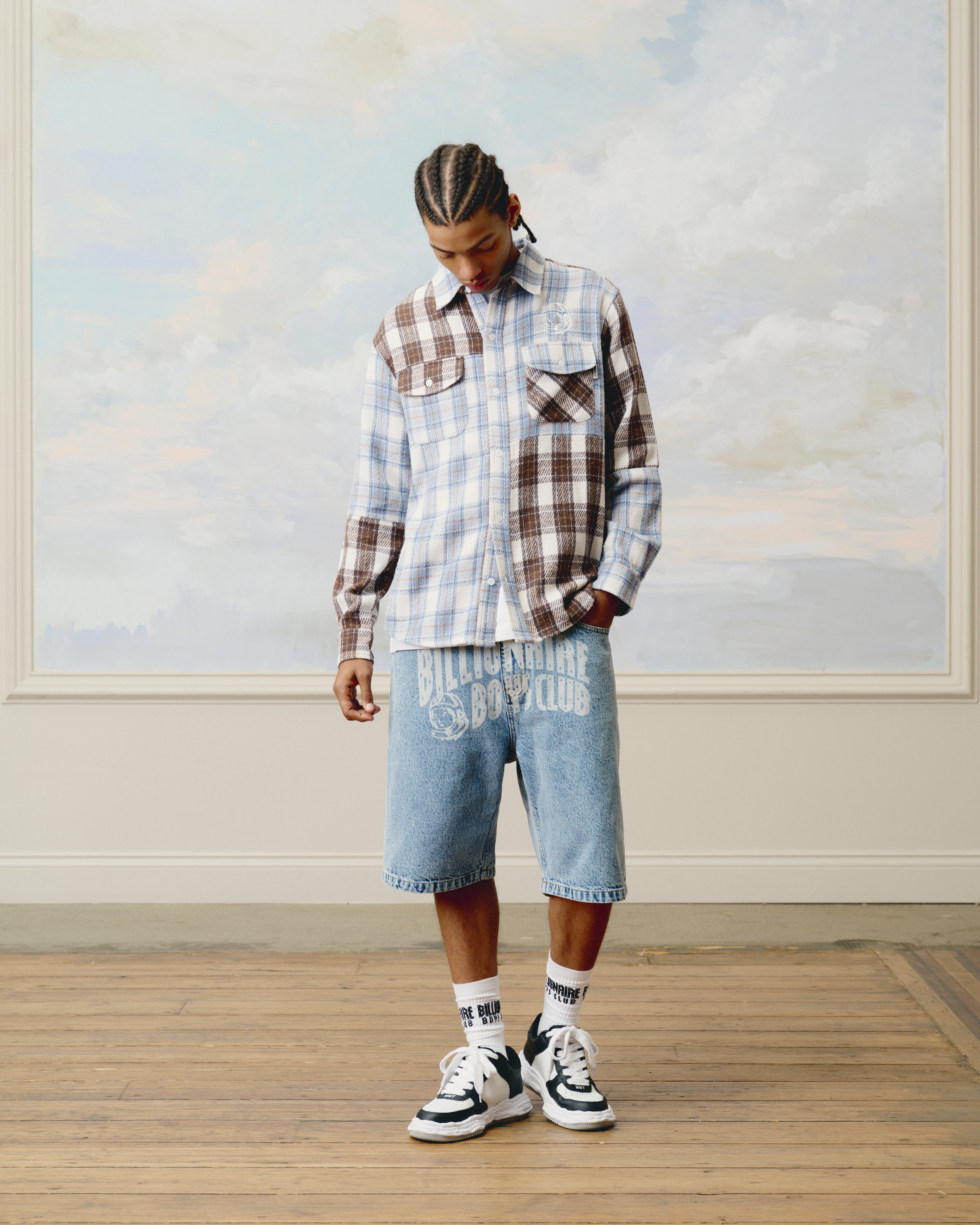 ARCH LOGO PATCHWORK CHECK SHIRT - BROWN/BLUE CHECK – Billionaire