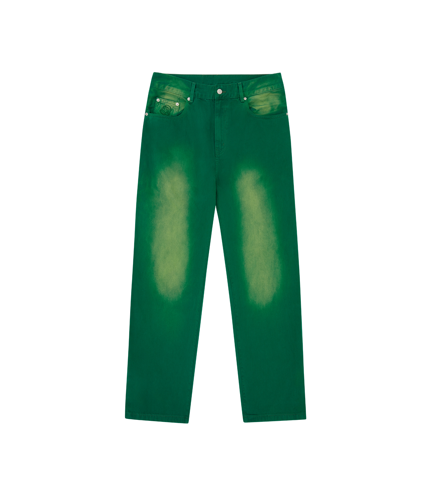 GARMENT DYED DENIM PANTS GREEN