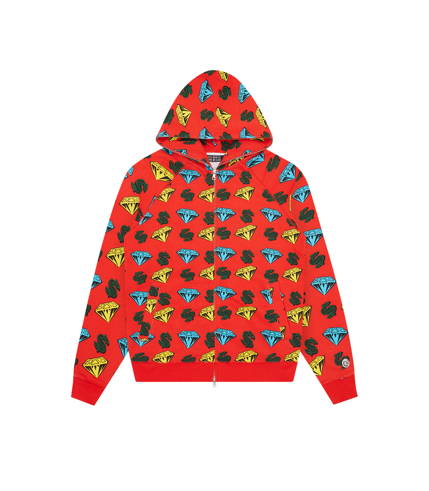 DIAMONDS & DOLLARS ZIP THROUGH HOOD - RED – Billionaire Boys Club DIAMONDS & DOLLARS ZIP THROUGH HOOD - RED – Billionaire Boys Club