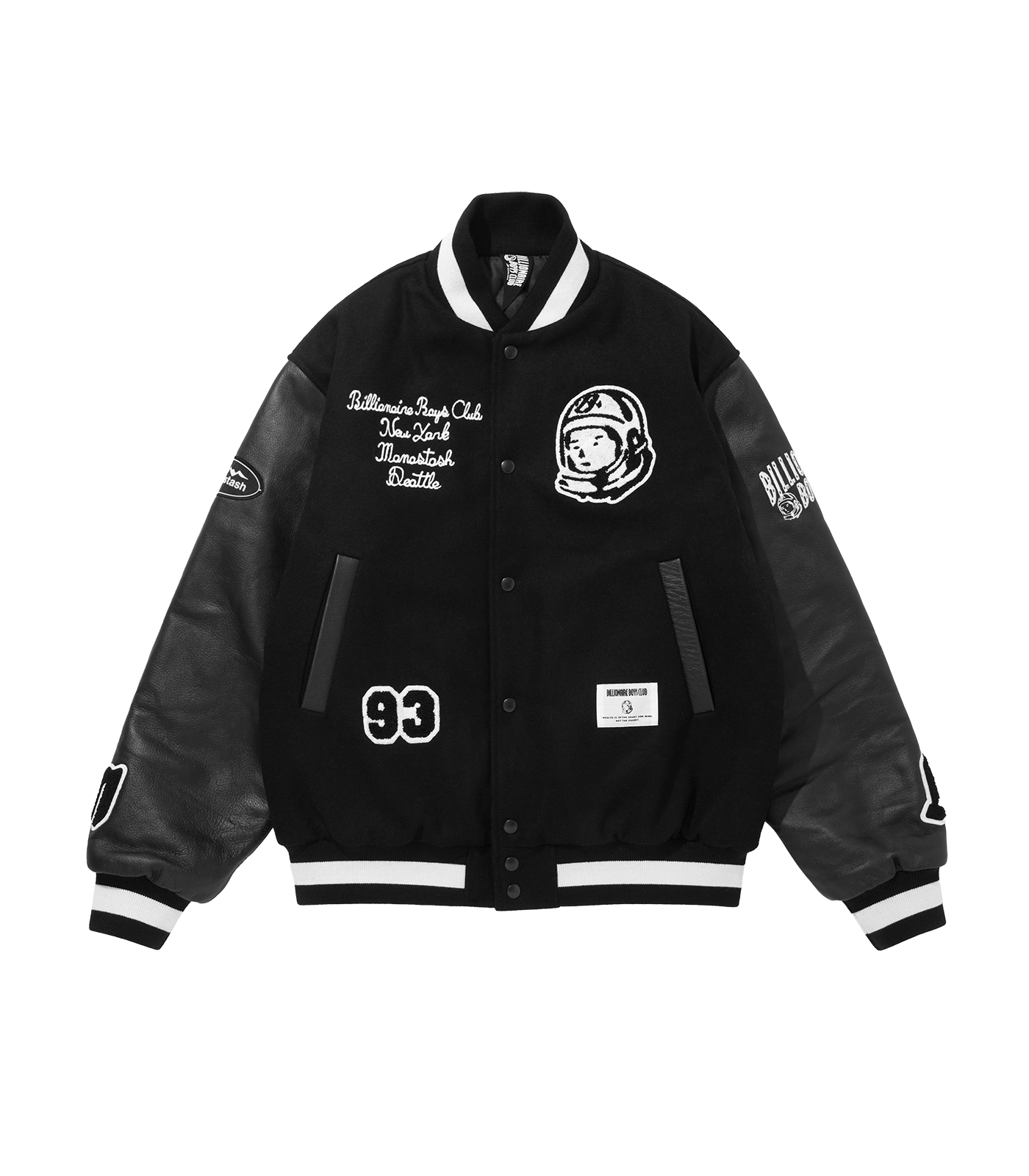 BILLIONAIRE BOYS CLUB X MANASTASH LEATHER SLEEVE JACKET - BLACK BILLIONAIRE BOYS CLUB X MANASTASH LEATHER SLEEVE JACKET - BLACK
