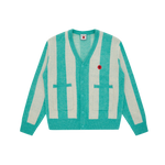 STRIPED KNITTED CARDIGAN - TEAL STRIPE