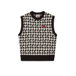 HOUNDSTOOTH KNITTED VEST - BLACK AND WHITE