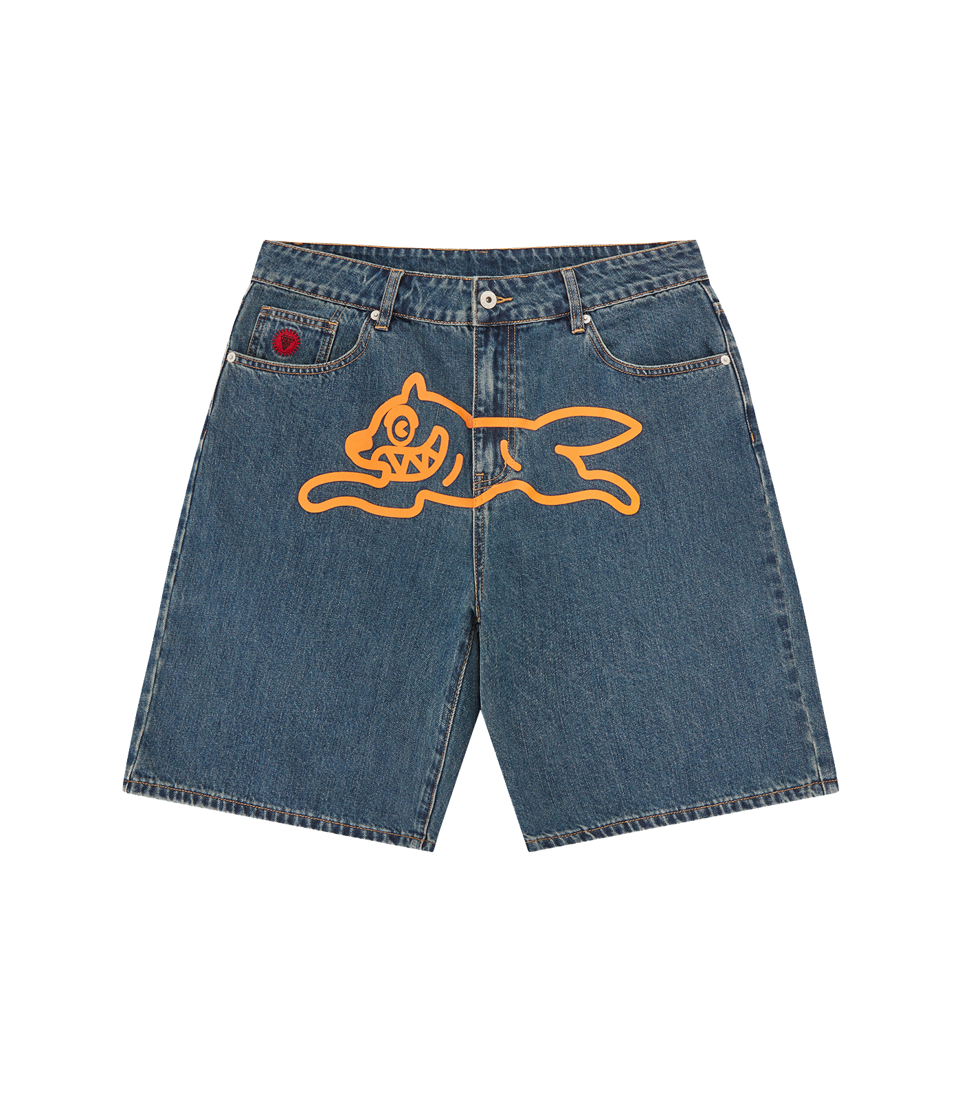 RUNNING DOG DENIM SHORTS MID WASH BLUE