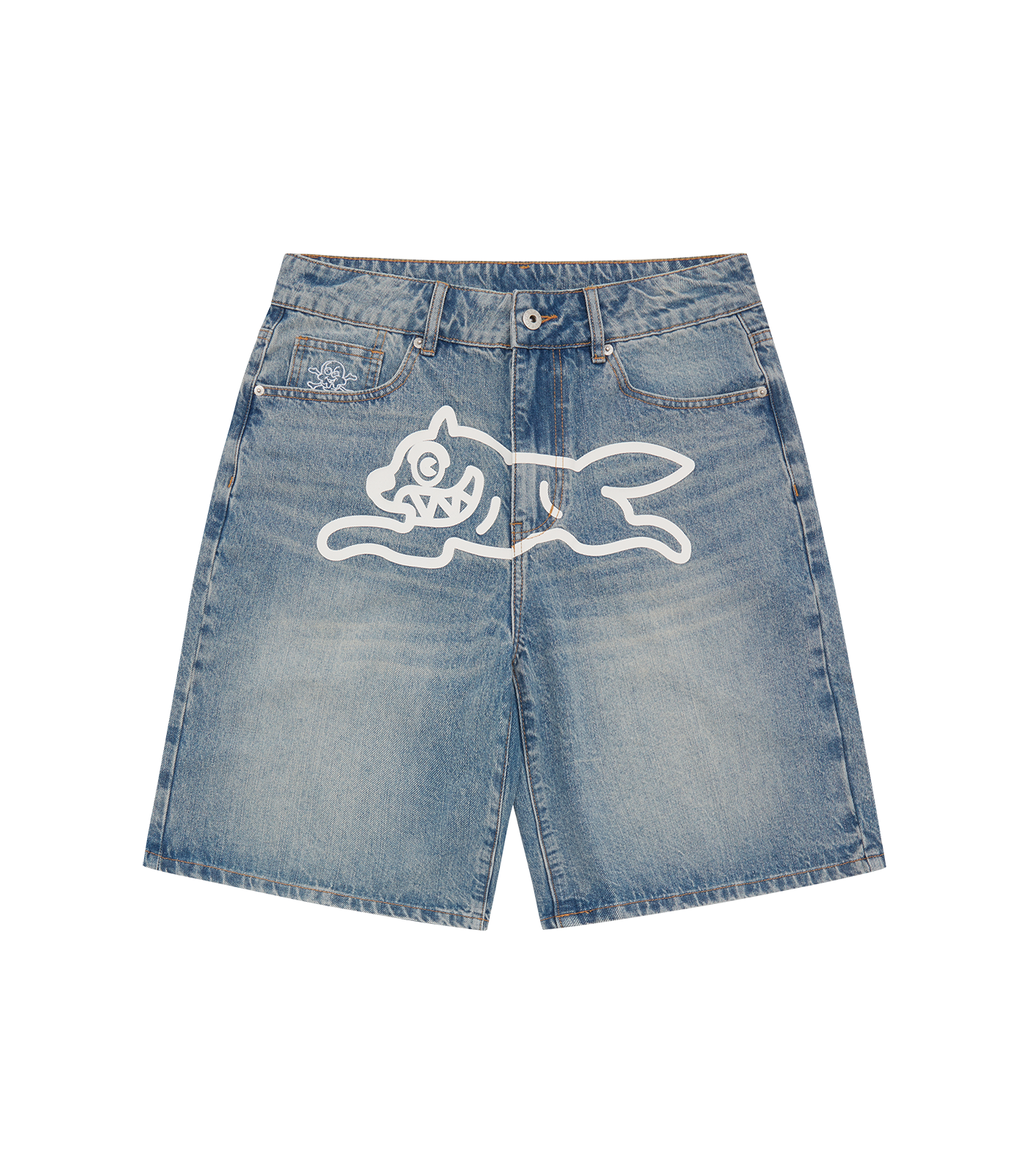 RUNNING DOG DENIM SHORTS WASHED BLUE - Main Image