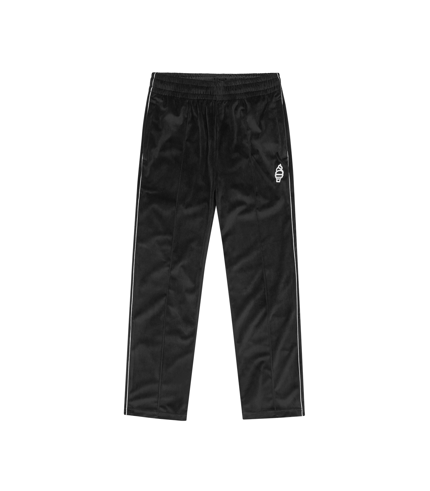 Black velour track pants sales
