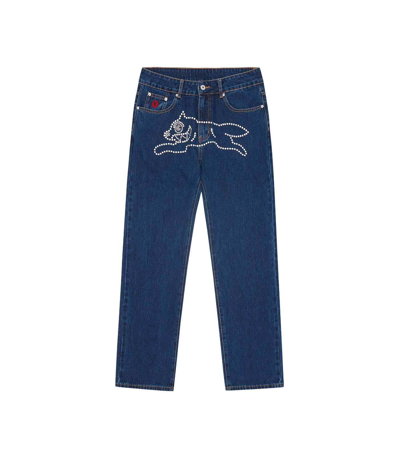 RHINESTONE RUNNING DOG DENIM PANTS - INDIGO – Billionaire Boys Club RHINESTONE RUNNING DOG DENIM PANTS - INDIGO – Billionaire Boys Club