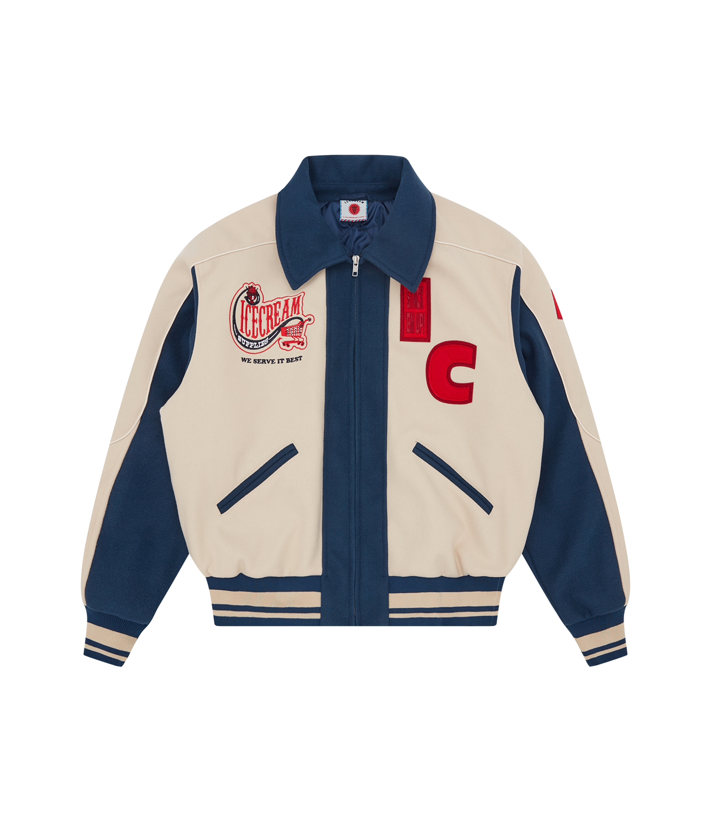 ICECREAM × Jun Inagawa VARSITY JACKET CHECKOUT VARSITY JACKET