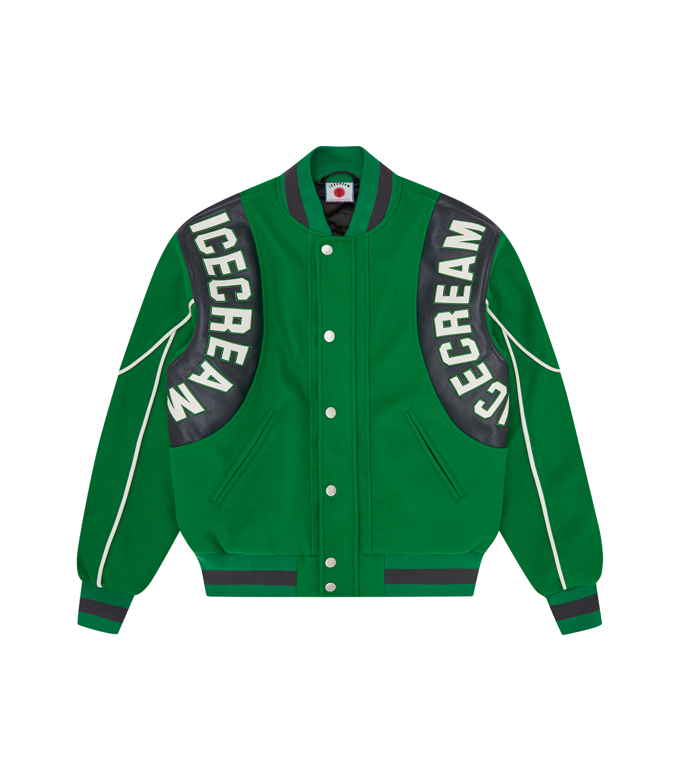 PANELLED VARSITY JACKET - GREEN – Billionaire Boys Club PANELLED VARSITY JACKET - GREEN – Billionaire Boys Club