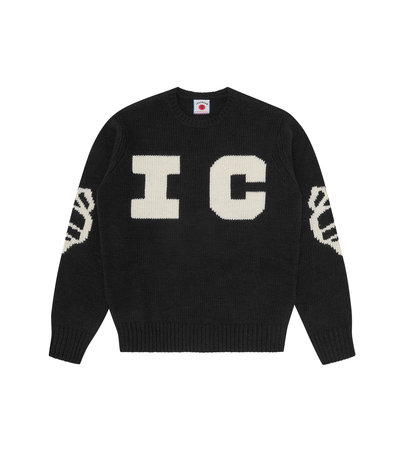 RUNNING DOG KNITTED CREWNECK - BLACK – Billionaire Boys Club RUNNING DOG KNITTED CREWNECK - BLACK – Billionaire Boys Club