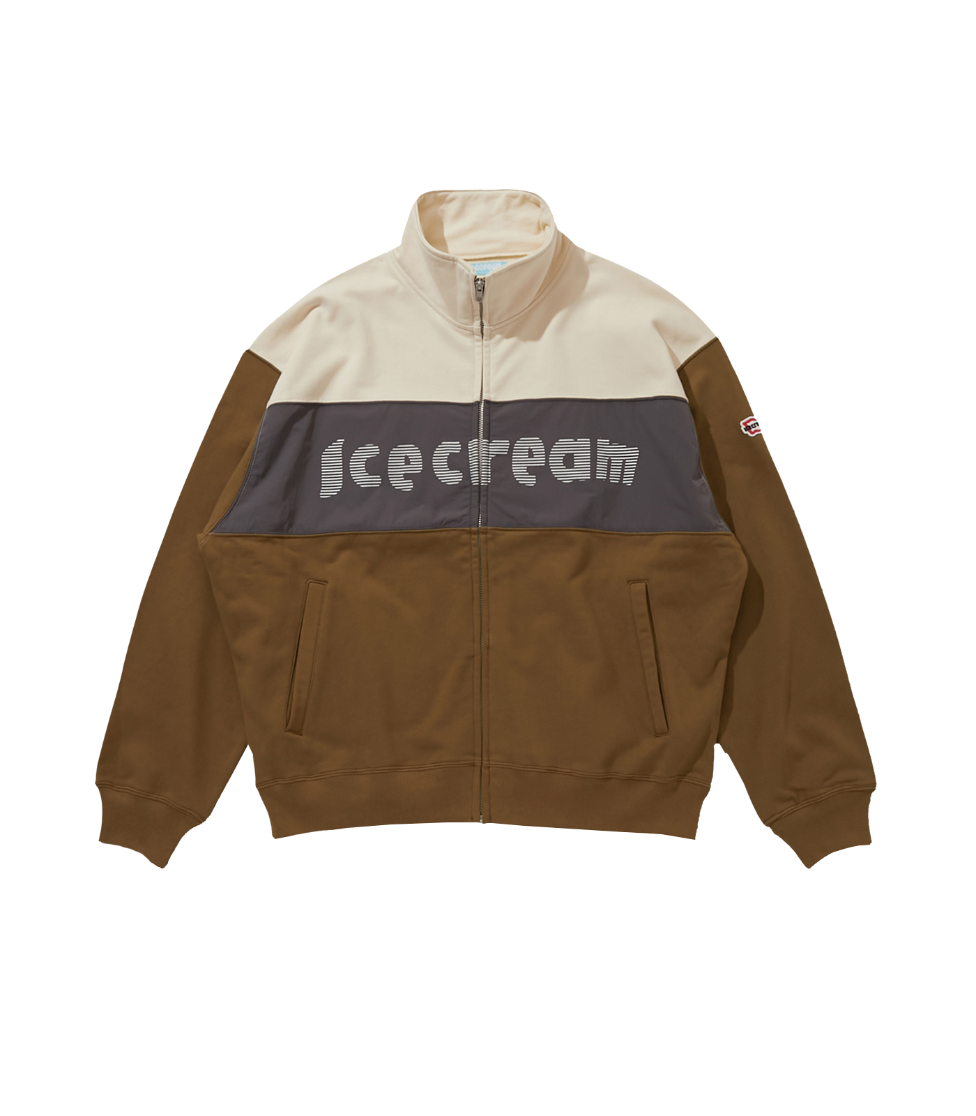SWITCHING ZIP UP SWEATSHIRT - IVORY/COFFEE – Billionaire SWITCHING ZIP UP SWEATSHIRT - IVORY/COFFEE – Billionaire