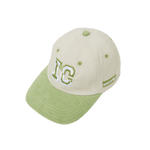 EMBROIDERED LOGO TWILL & CORDUROY CAP - IVORY/PISTACHIO