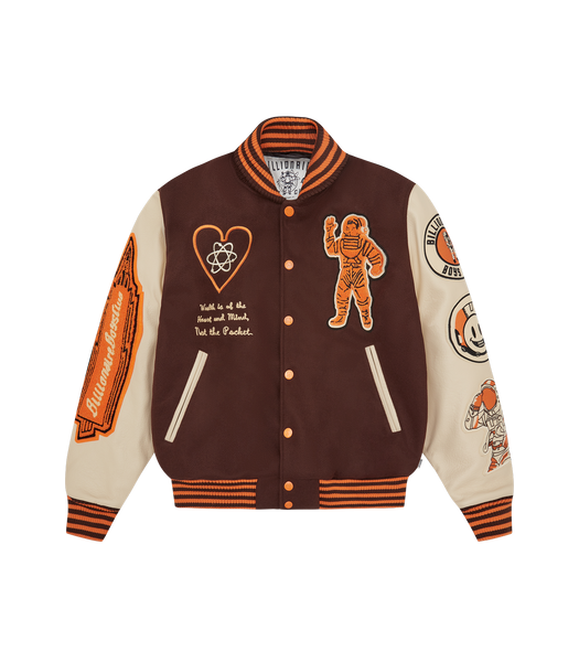 LEATHER SLEEVE GALAXY VARSITY JACKET BROWN Billionaire Boys Club