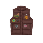 PATCHES DOWN FILLED GILET - BROWN