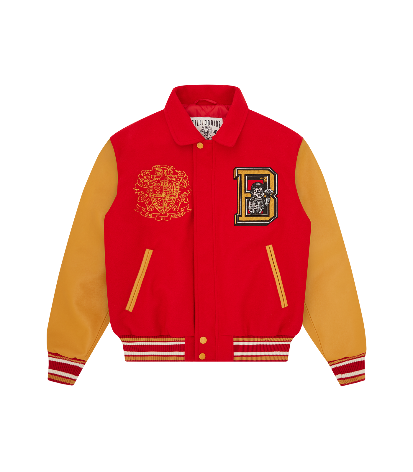 MASCOT LEATHER SLEEVE VARSITY JACKET - RED – Billionaire Boys Club