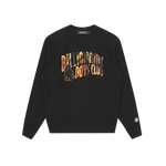 CAMO ARCH LOGO CREWNECK - BLACK/ORANGE