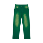 GARMENT DYED DENIM PANT - GREEN