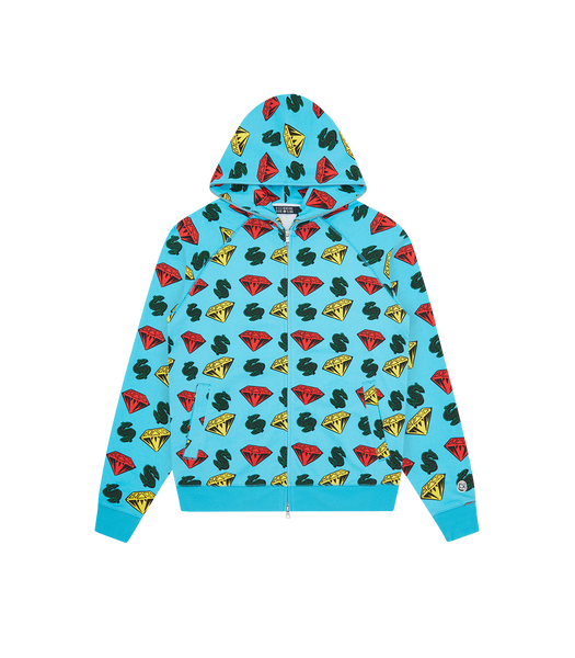 DIAMONDS DOLLARS ZIP THROUGH HOOD BLUE Billionaire Boys Club