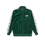SMALL ARCH LOGO TAPED VELOUR TRACK TOP - DARK GREEN
