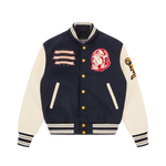 FANFARE SCRIPT VARSITY JACKET - NAVY/CREAM