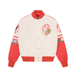 STADIUM BOMBER JACKET - WHITE/RED
