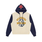 OVERSIZED DOUBLE PRINT POPOVER HOOD - NAVY/ECRU