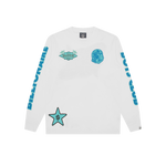 MULTI GRAPHIC L/S T-SHIRT - WHITE/BLUE