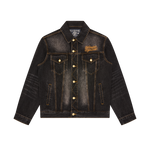 SCRIPT CORD COLLAR DENIM TRUCKER JACKET - WASHED BLACK