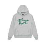 CONTRAST STITCH SCRIPT POPOVER HOOD - HEATHER GREY