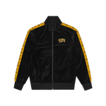 SMALL ARCH LOGO TAPED VELOUR TRACK TOP - BLACK