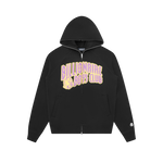 OUTLINE ARCH LOGO ZIP THROUGH HOOD - BLACK/PURPLE