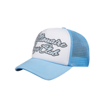 DIAMOND SCRIPT TRUCKER CAP - BLUE/WHITE