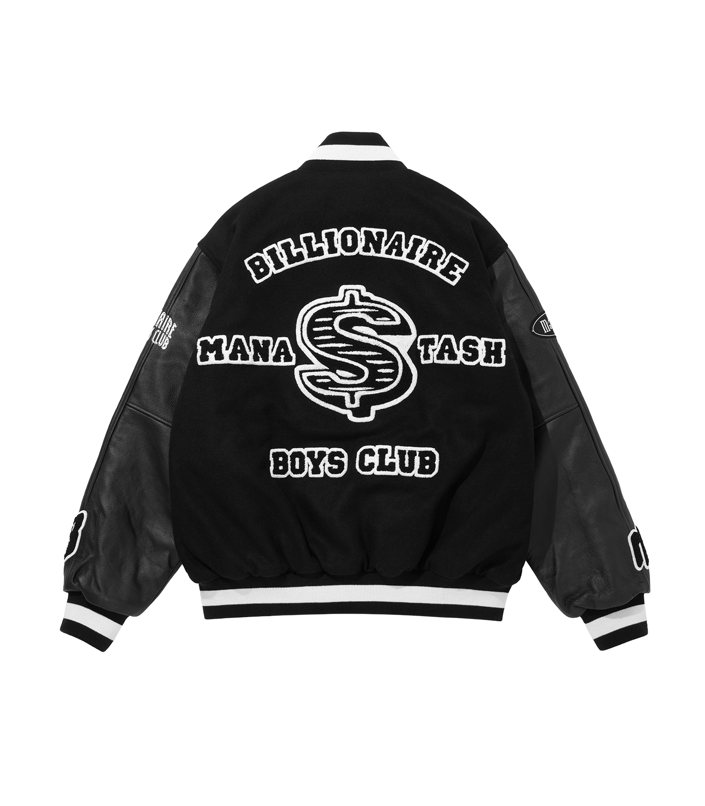 BILLIONAIRE BOYS CLUB X MANASTASH LEATHER SLEEVE JACKET - BLACK