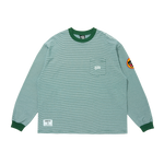 BORDER POCKET LS T-SHIRT - GREEN/WHITE