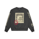 STAMP DISTRESSED OVERSIZED CREWNECK - WASHED BLACK