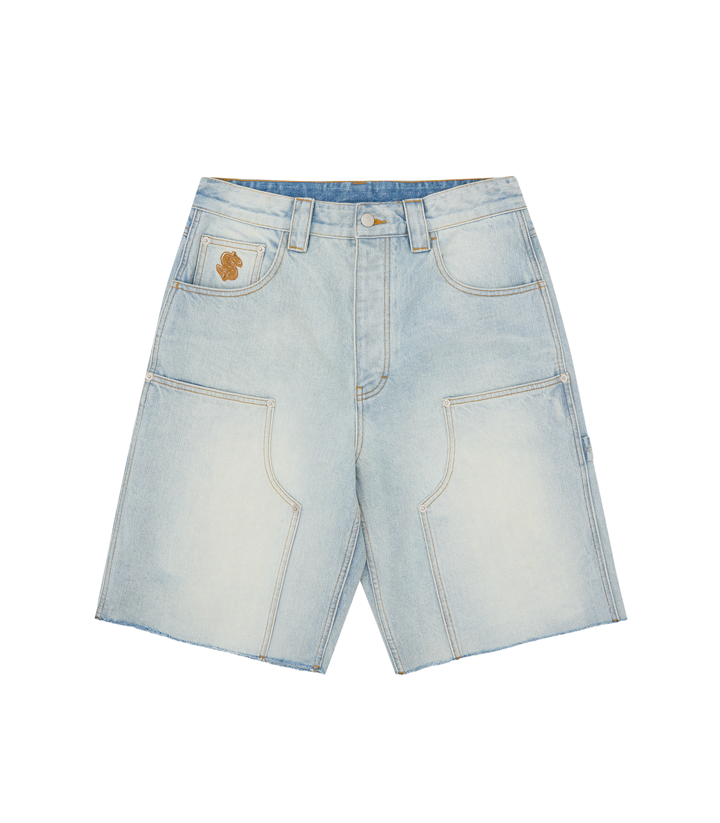 DISTRESSED ASTRO DENIM CARPENTER SHORTS - SAND WASH – Billionaire