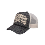LEOPARD PRINT ARCH LOGO TRUCKER CAP - OLIVE