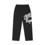 LARGE SCRIPT LOGO WIDE LEG SWEATPANTS - BLACK