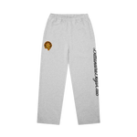 SCRIPT CREST WIDE LEG SWEATPANTS - HEATHER GREY