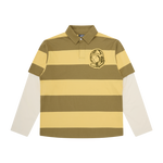 APPLIQUE ASTRO LAYERED STRIPE L/S RUGBY SHIRT - GREEN/YELLOW
