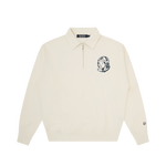 ARCH LOGO WASHED QUARTER ZIP - ECRU