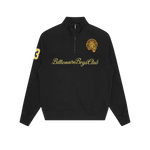 SCRIPT PANELLED QUARTER ZIP SWEATSHIRT - BLACK