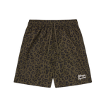 LEOPARD PRINT SCRIPT LOGO SWIM SHORTS - OLIVE