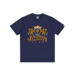 EMBROIDERED CREST LOGO OVERSIZED T-SHIRT - NAVY