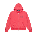 OVERSIZED COLLEGE ZIP THROUGH HOOD - RED