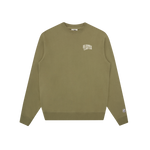 SMALL ARCH LOGO CREWNECK - OLIVE/ECRU LOGO