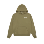 SMALL ARCH LOGO POPOVER HOOD - OLIVE/ECRU LOGO