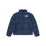 SMALL ARCH LOGO PUFFER JACKET - NAVY/WHITE LOGO