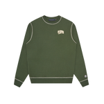 SMALL ARCH LOGO CONTRAST STITCH CREWNECK - GREEN