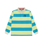 KIDS STRIPED L/S RUGBY SHIRT - TEAL