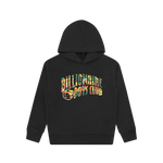 KIDS JUMBLE CAMO ARCH LOGO POPOVER HOOD - BLACK